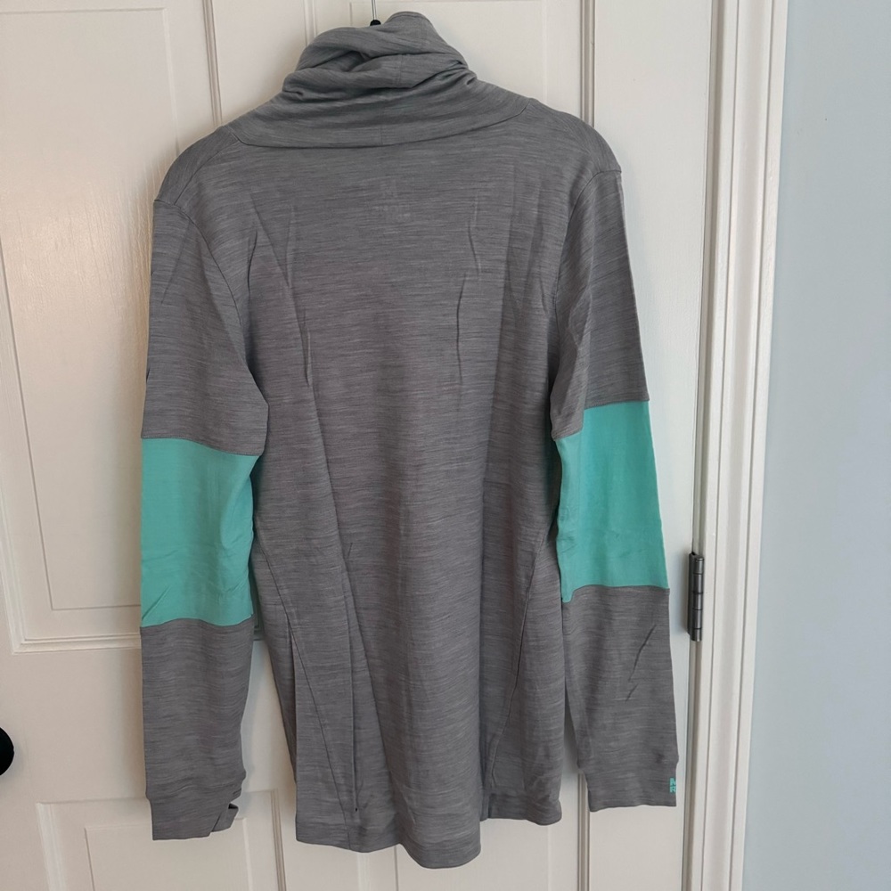 Mons Royale Cornice Merino Wool Rollover in Gray/Teal sz M - Picture 5 of 5